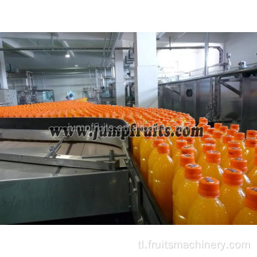 Bottled fruit juice processing at packaging line